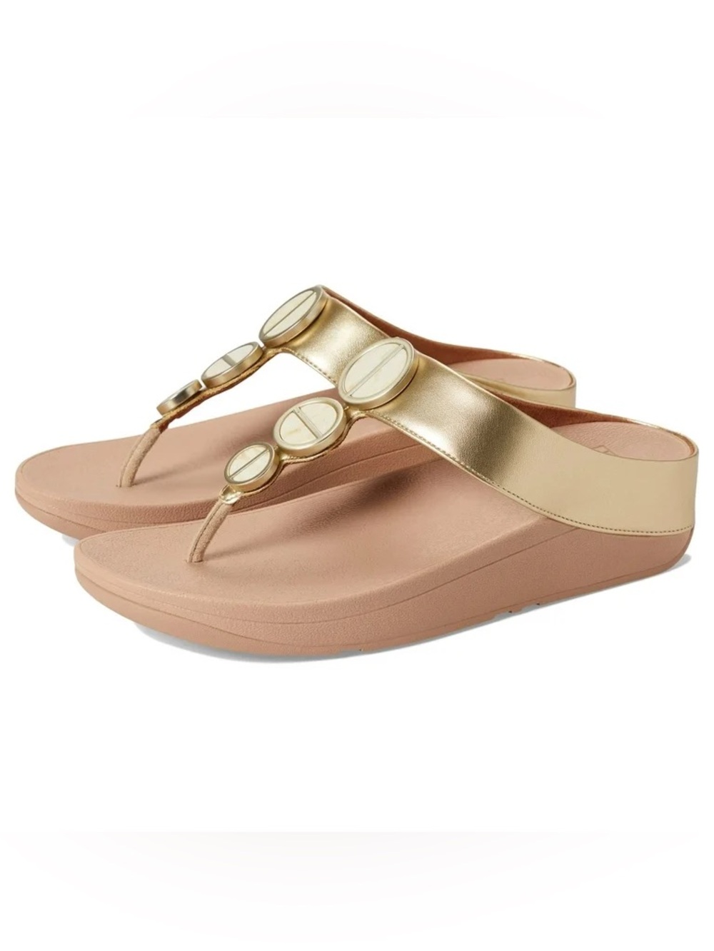 FitFlop Halo Metallic Trim Toe Post Sandals in Platino Size 9 (EU 41) NWT